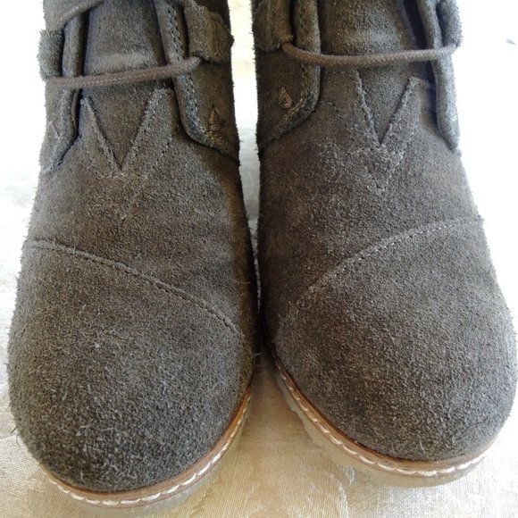 Toms Brown Suede Kala Desert Wedge Lace Up Booties 8.5 - Picture 5 of 9